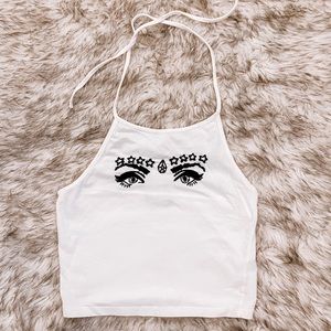Brandy Melville Sachi Starry Eyes Crop Halter